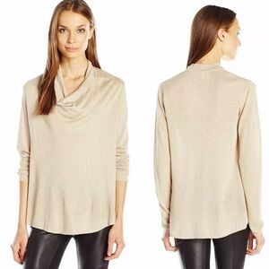 New Joie Mikkeline Cowl Neck Long Sleeve Top in Dusty Metallic Gold Sand
